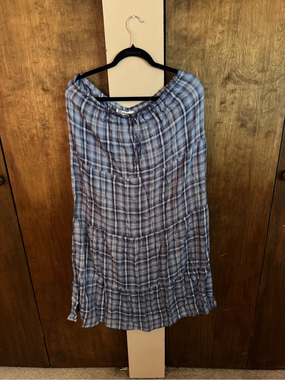 No Boundaries Blue Plaid Tiered Maxi Skirt - Picture 1 of 2